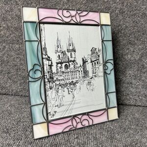 Malden Art stained glass 5x7 picture frame handmade pastel art deco cottagecore